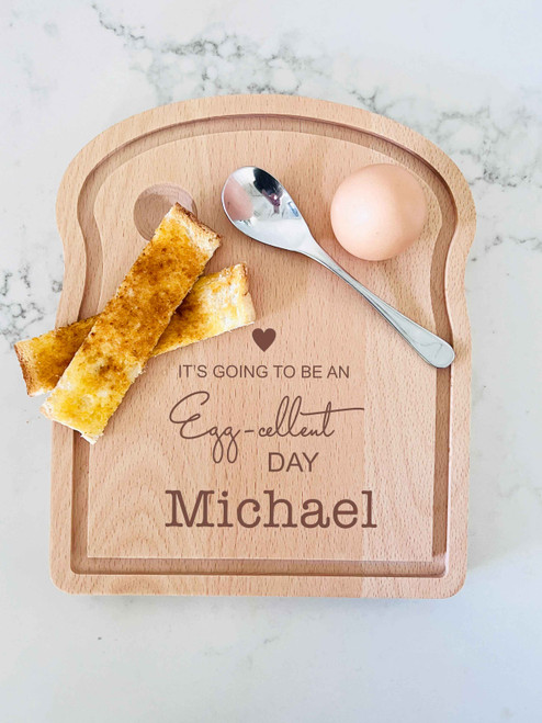 It's going to be an Egg-cellent Day personalised breakfast board