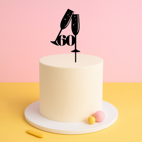Champagne Glasses with Age Cake Topper Champagne Glasses with Age Cake Topper