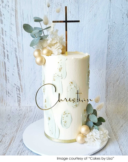 Elegant Name Plaque & Cross Cake Topper - A Heavenly Celebration Elegant Name Plaque & Cross Cake Topper - A Heavenly Celebration