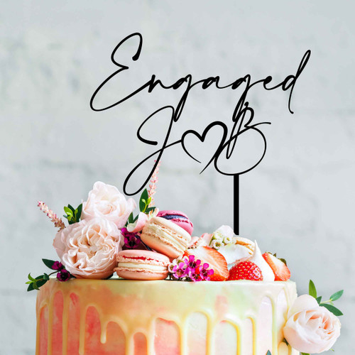 Engaged with Initials and Love Heart Cake Topper Engaged with Initials and Love Heart Cake Topper