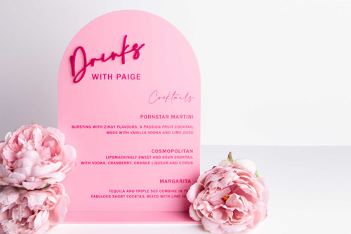 Personalised Cocktails Menu - Wedding and Events Table Signage
Pastel Pink and Candy Pink Personalised Cocktails Menu - Wedding and Events Table Signage
Pastel Pink and Candy Pink