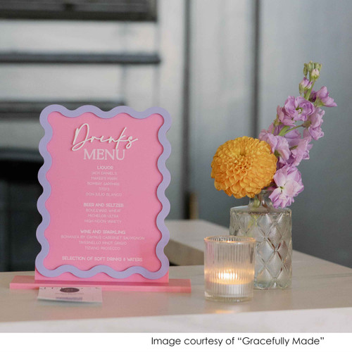 Wavy Border Personalised Cocktails Menu - photo by Gracefully Made Wavy Border Personalised Cocktails Menu - photo by Gracefully Made