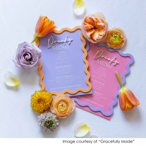 Wavy Border Personalised Cocktails Menu - photo by Gracefully Made Wavy Border Personalised Cocktails Menu - photo by Gracefully Made