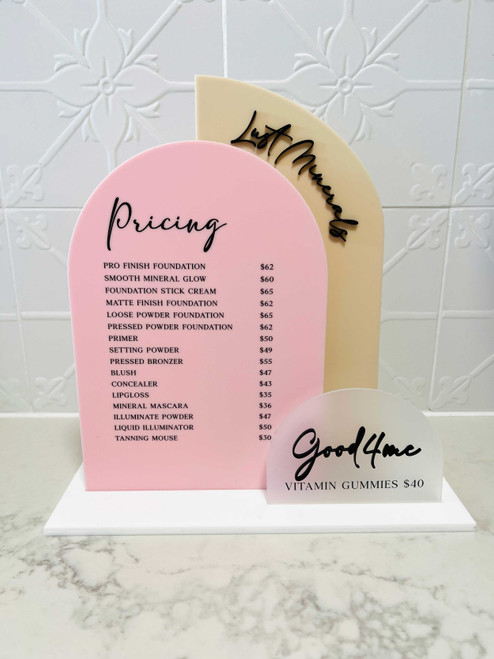 Triple Sign Drinks Menu in Pink & Beige Triple Sign Drinks Menu in Pink & Beige