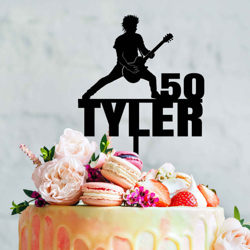 Personalised Rock Guitarist Cake Topper - Acrylic Cake Decoration