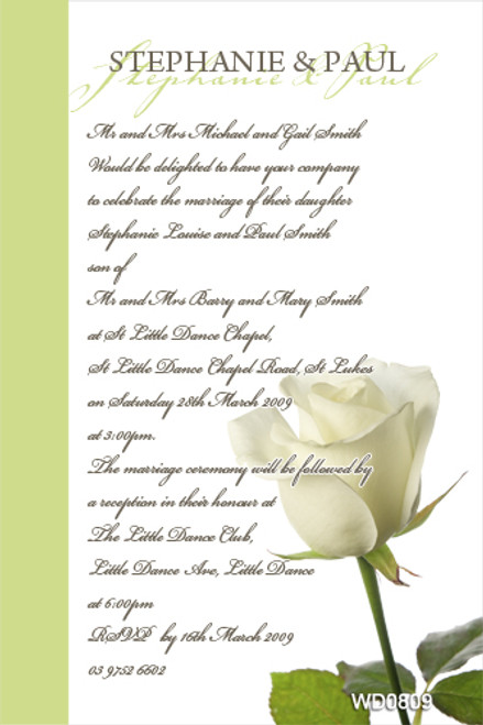 Single White Rose Wedding Invitation