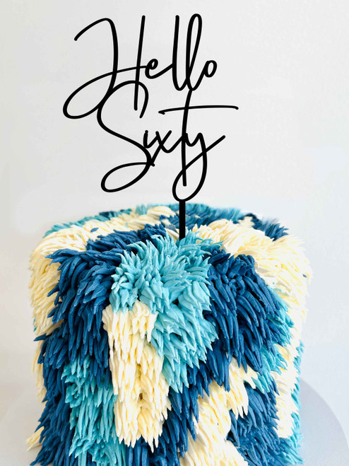Elegant 'Hello Sixty' Cake Topper for 60th Birthdays Elegant 'Hello Sixty' Cake Topper for 60th Birthdays