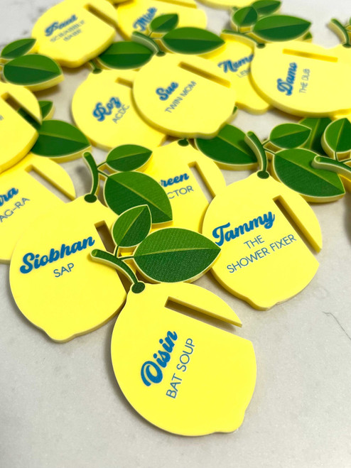 Elegant Lemon Shaped Drink Tags for Weddings and Celebrations Elegant Lemon Shaped Drink Tags for Weddings and Celebrations