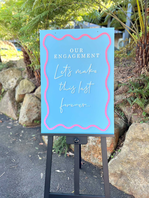 Elegant Engagement Sign with 3D Script Text Elegant Engagement Sign with 3D Script Text