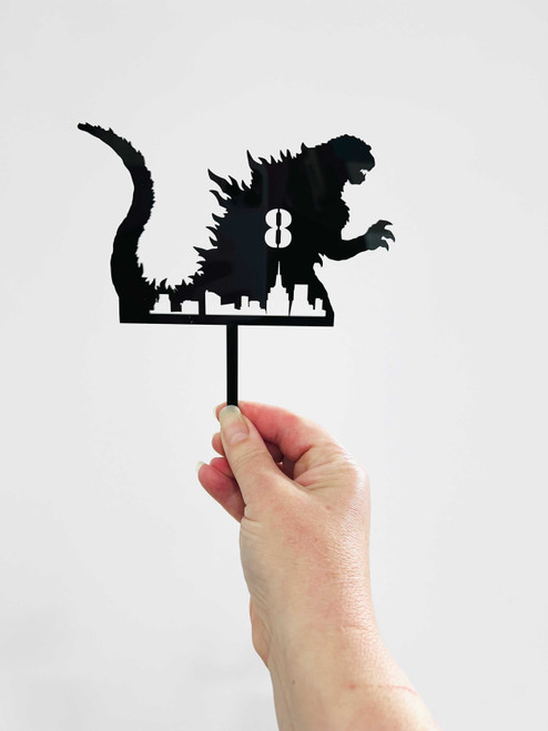 Personalised Godzilla Cake Topper with Cityscape Personalised Godzilla Cake Topper with Cityscape