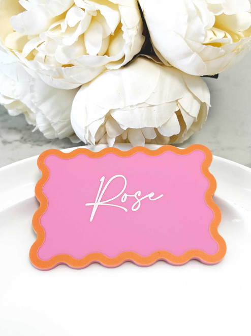 Personalised Wavy Border Place Card for Weddings Personalised Wavy Border Place Card for Weddings