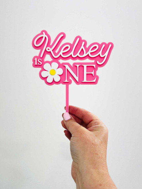 Elegant Pink and White Daisy Cake Topper – 1st Birthday Decoration