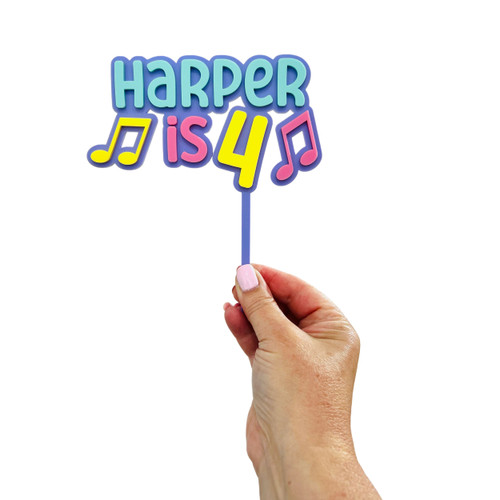 Personalised Musical Cake Topper – Name & Age Design Personalised Musical Cake Topper – Name & Age Design