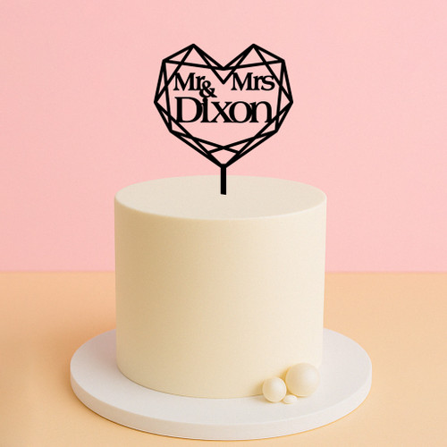 Geometric Mr & Mrs Cake Topper Geometric Mr & Mrs Cake Topper