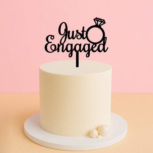 Just Engaged Cake Topper with Ring Just Engaged Cake Topper with Ring
