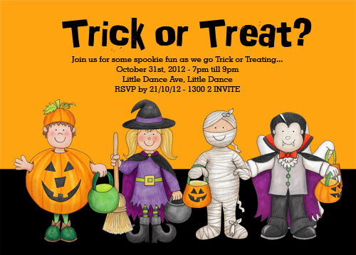 Personalised Halloween trick or treating party invitation