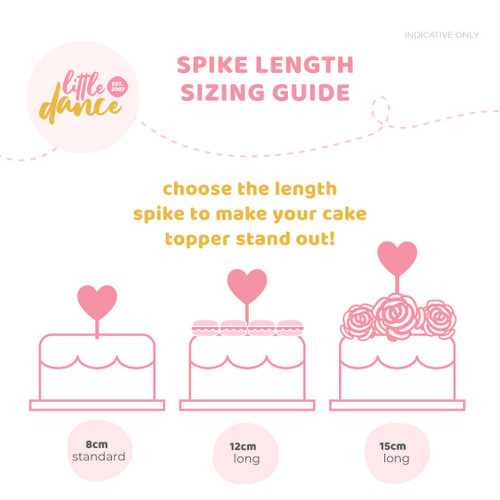Personalised Round Topper - Cake topper spike length size guide