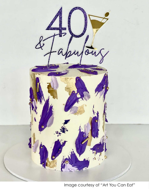 Purple Glitter Cake Topper for 40th Birthday