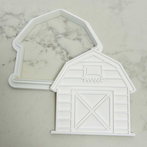 Farm Barn cookie stamp with matching cutter