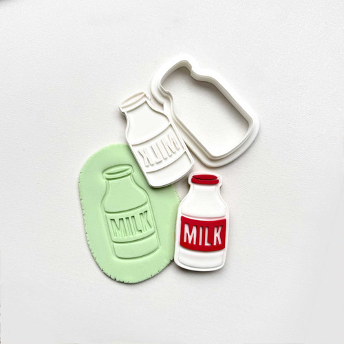 Milk bottle cookie stamp with matching cutter