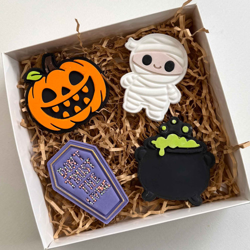 Assorted halloween cookie cutter stamps and cutters