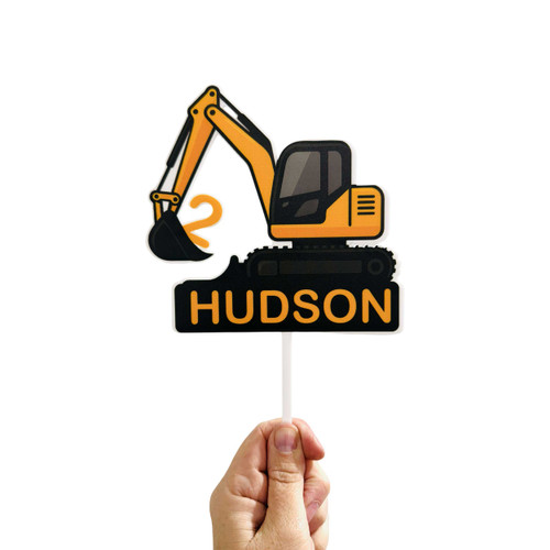 Personalised Excavator Birthday Topper for construction party