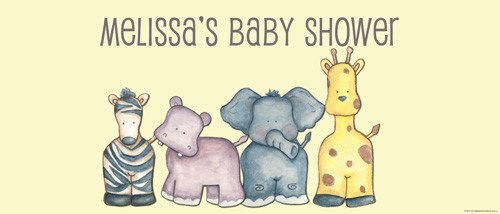 Personalized baby shower banner - baby safari animals theme - Australian online printer