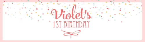 Personalized & custom girls birthday party banner or backdrop. Pink confetti theme. For sale online in Australia.