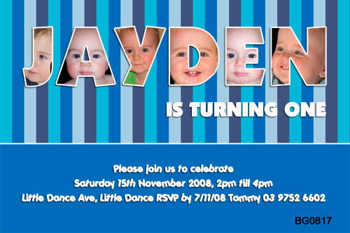 Boys Name frame Birthday Party Invitations. Personalised boys birthday party invitation. Printed online in Australia.