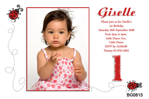 Red ladybird ladybug Birthday Party Invitations