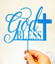 God Bless Baptism Cake Topper in Sky Blue