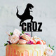 Personalised T Rex Dinosaur birthday cake topper.