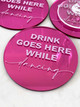 Charming Personalised Coasters for Unforgettable Celebrations in Pink Mirror
