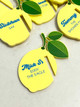 Vibrant Lemon Shaped Drink Tags for Summer and Positano-Themed Parties