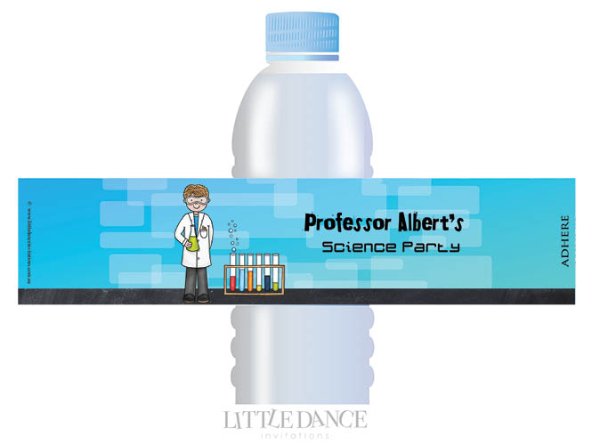 Birthday Party Water Bottle Label - Science Party