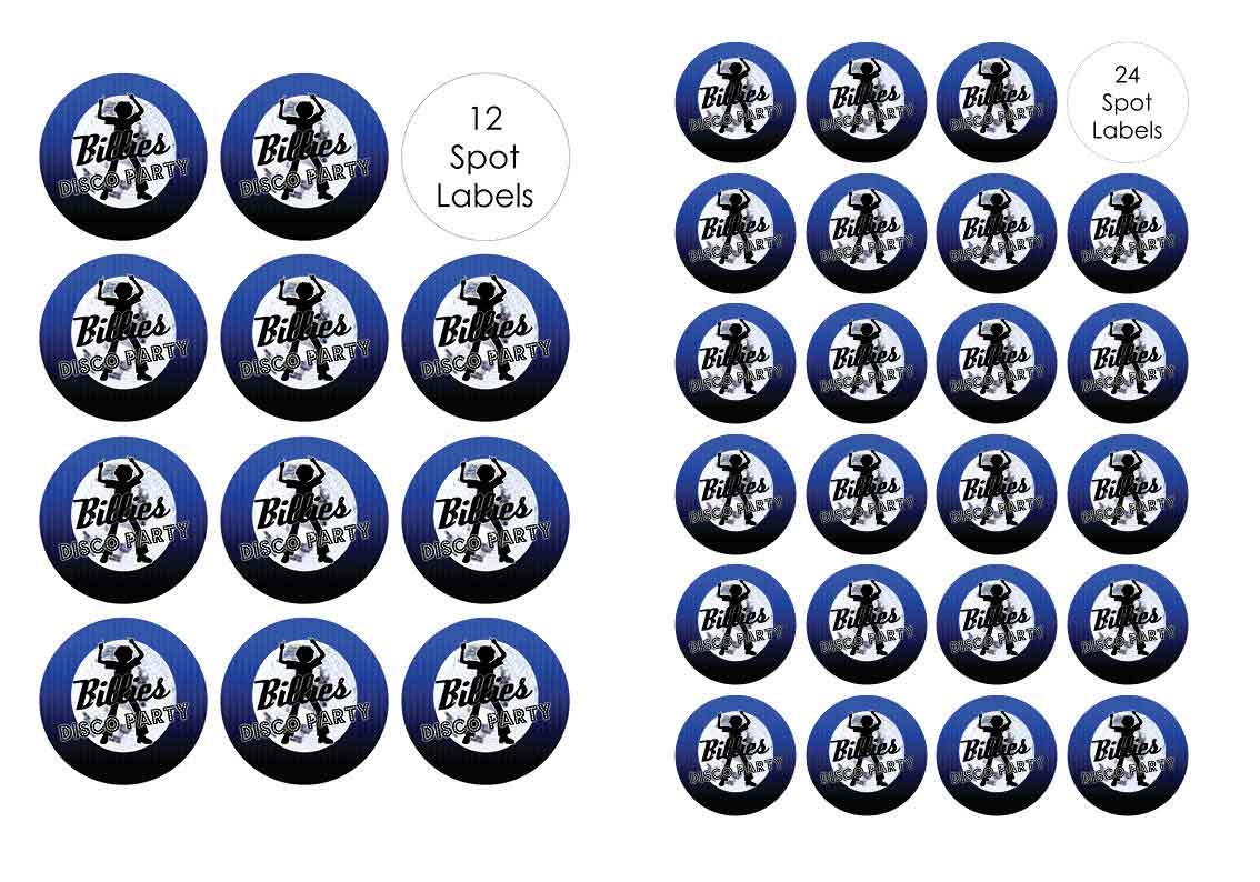 Birthday Party Labels & Stickers - Boys Blue Disco