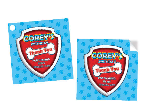 Personalised Paw Patrol-Inspired Birthday Party Tags &amp; Stickers | Little Dance Australia