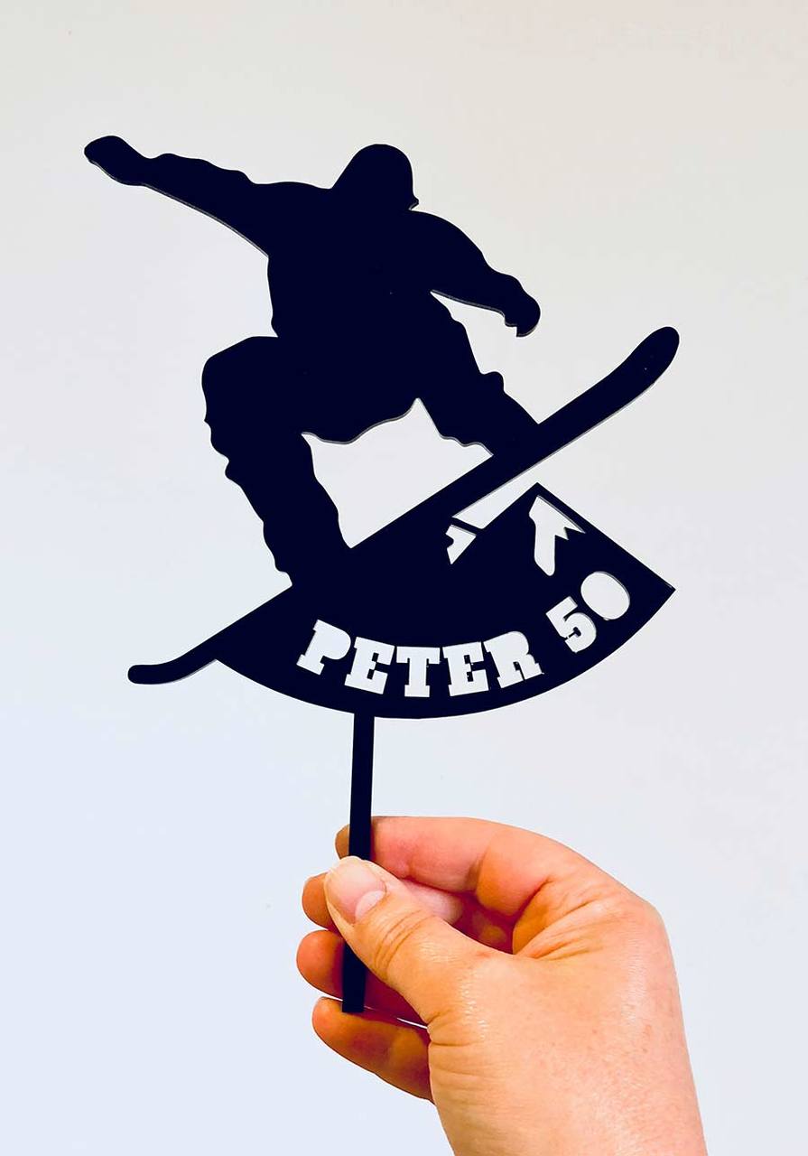 Snowboarder cake topper