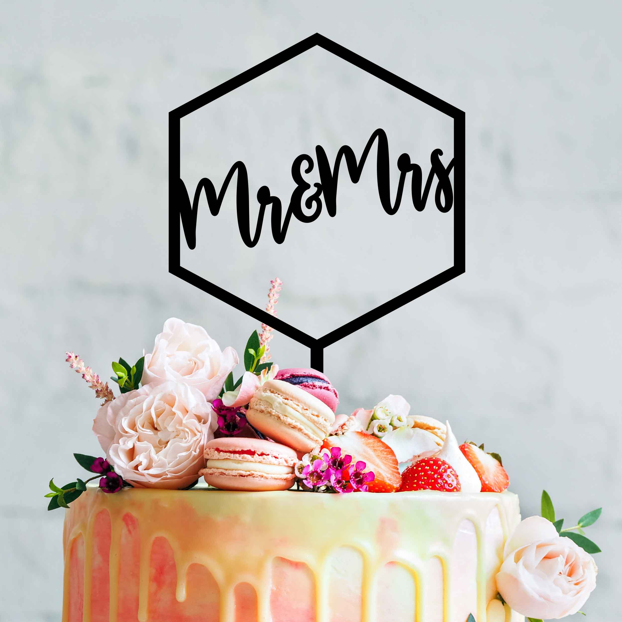 Mr & Mrs Wedding Cake Topper - Mr & Mrs in Hexagon Cake Decoration ‚Äì Buy  With Afterpay