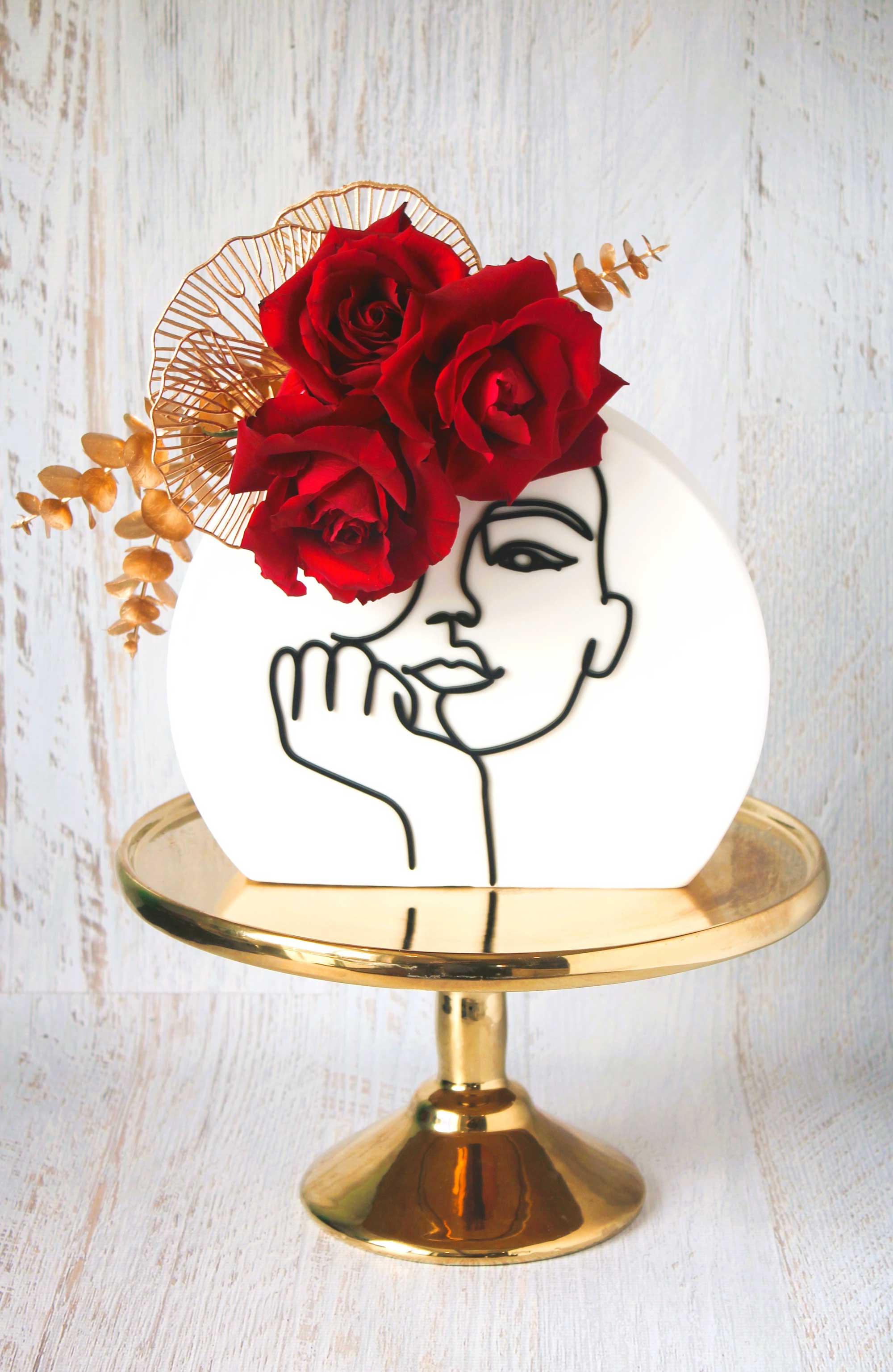 Lady Line Art Face Cake Topper, Line Art Woman Cake Topper