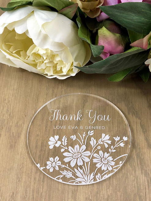 Personalised Favour Coasters - Daisy Flowers (30683): retailer-supplied image