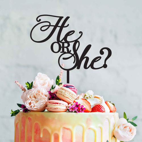 Baby Shower Cake Topper or Gender Reveal - He or She? (15402): retailer-supplied image