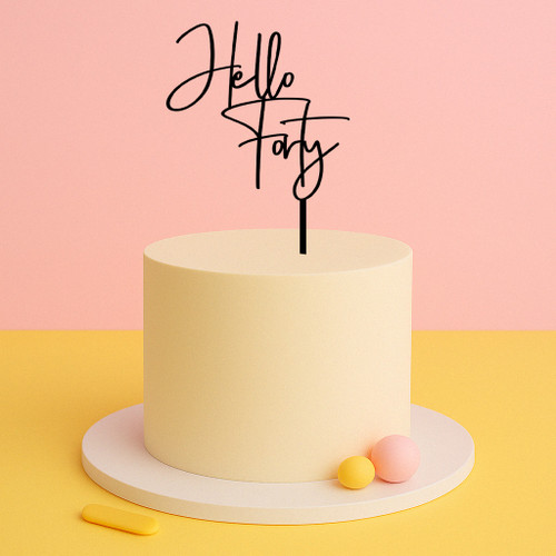 Hello Forty Cake Topper – Elegant 40th Birthday Milestone Topper (9424): retailer-supplied image