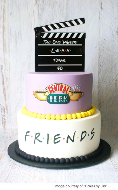 Birthday Cke Topper - Friends Directors Clapper Board with Name & Age