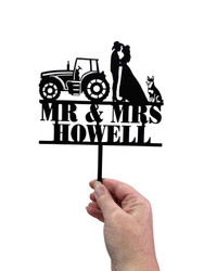 Custom 'Mr & Mrs' Farm Theme Wedding Cake Topper