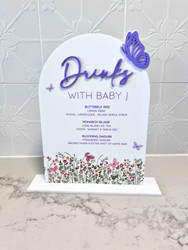 Butterfly Adorned Drink Menu Sign - Custom Acrylic