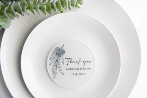Personalised Wattle Design #2 Wedding Coaster – Custom Name Wedding Favours (34429): retailer-supplied image