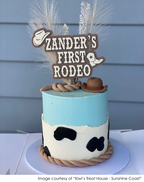 Personalised First Rodeo Cake Topper | Western Cowboy Birthday Decoration