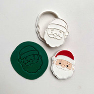 Santa’s Face cookie stamp and cutter set with matching impression