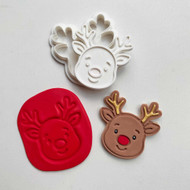 Reindeer Face cookie stamp and cutter set